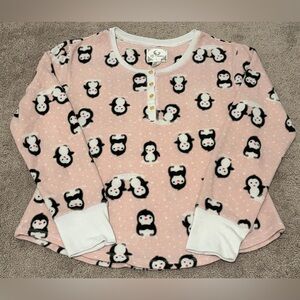 PJ Couture Women’s Penguin Pajama Long Sleeve Top Size Medium